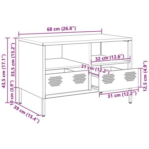 Mobile Tv Antracite 68x39x43,5 Cm In Acciaio Laminato A Freddo - Foto 10