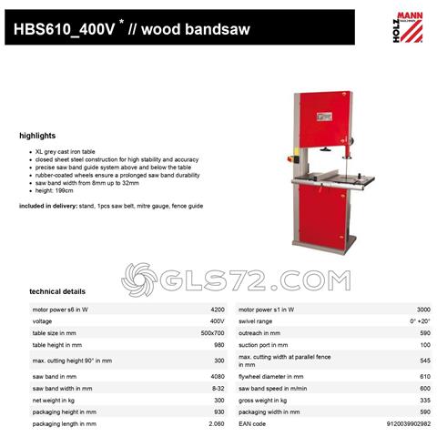 Sega A Nastro Con Tavolo Xl Holzmann Hbs610_400v - Foto 8