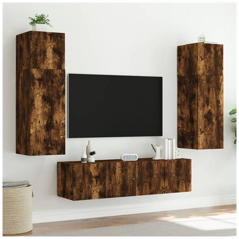 Mobile TV a Parete con Luci LED Rovere Fumo 60x35x41 cm - Foto 10