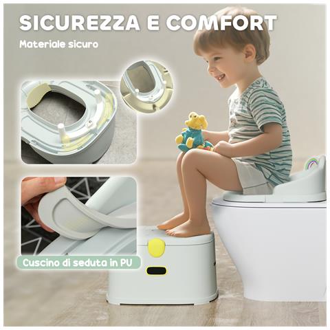 Vasino per Bambini 3 in 1 con Vaschetta Rimovibile e Imbottitura, Età 6 Mesi-6 Anni, Grigio - Foto 2