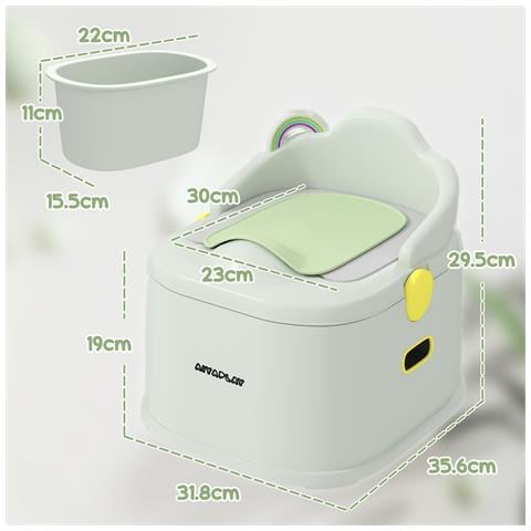 Vasino per Bambini 3 in 1 con Vaschetta Rimovibile e Imbottitura, Età 6 Mesi-6 Anni, Grigio - Foto 5