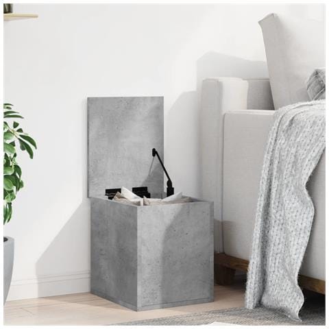Contenitore Portaoggetti Grigio Cemento 30x35x35cm Truciolato - Foto 3