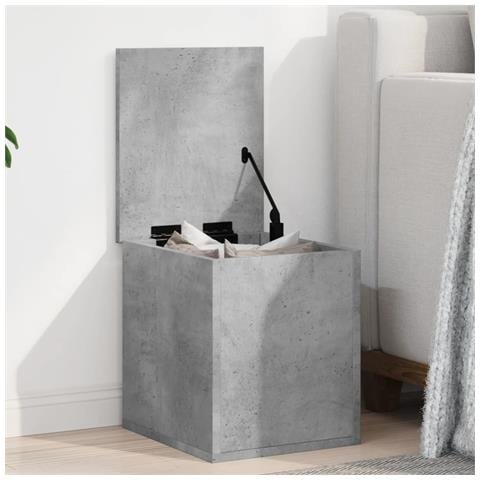 Contenitore Portaoggetti Grigio Cemento 30x35x35cm Truciolato - Foto 1