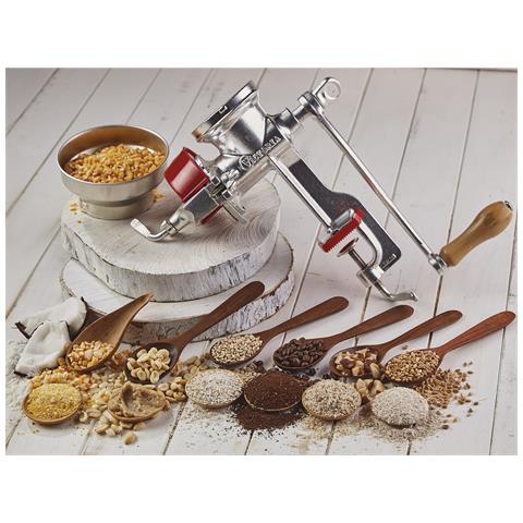 30018 Mulino Grano Manuale In Ghisa Per Macinare Caffè, Mais, Avena, Regolabile Cromato - Foto 8