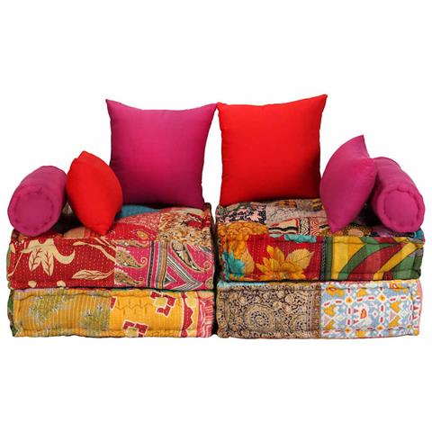 Lusso Casadino - Pouf Modulare A 2 Posti In Tessuto Patchwork - Foto 1