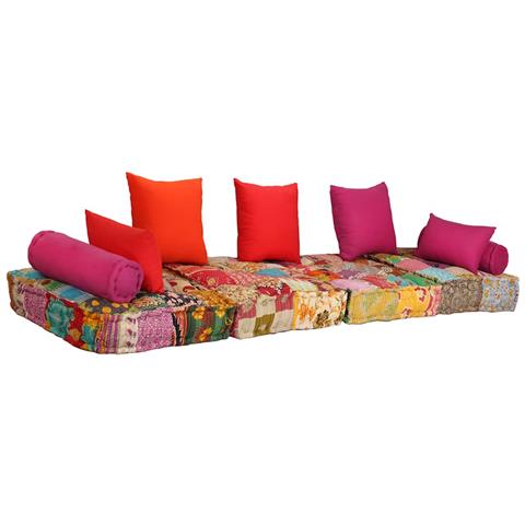 Lusso Casadino - Pouf Modulare A 2 Posti In Tessuto Patchwork - Foto 8