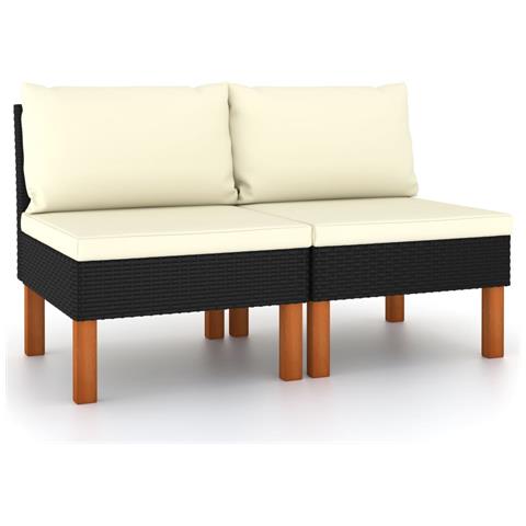 Lusso Casadino -  Divani Centrali 2 Pz Polyrattan E Legno Massello Di Eucalipto - Foto 2