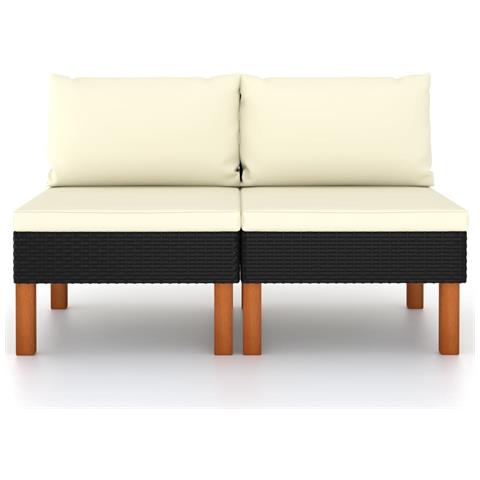 Lusso Casadino -  Divani Centrali 2 Pz Polyrattan E Legno Massello Di Eucalipto - Foto 1