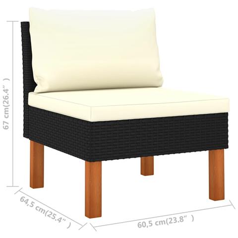 Lusso Casadino -  Divani Centrali 2 Pz Polyrattan E Legno Massello Di Eucalipto - Foto 8