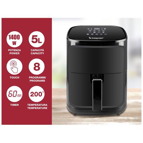 Friggitrice P101FRI051 ad Aria Capacità 5 Litri Display Touch Potenza 1400 Watt Nero - Foto 8