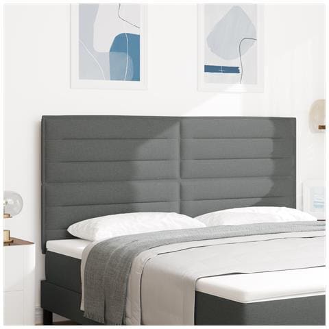 Testiera Design Lines Grigio Scuro 180 cm Tessuto - Foto 2