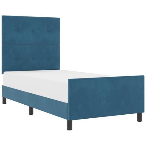 Struttura Letto Blu Scuro 90x200 cm Velluto - Foto 1