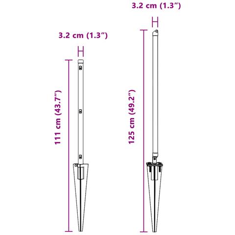Pali per Recinzione con Punta 7 pezzi Ø32 mm 80 cm Acciaio Zincato - Foto 9