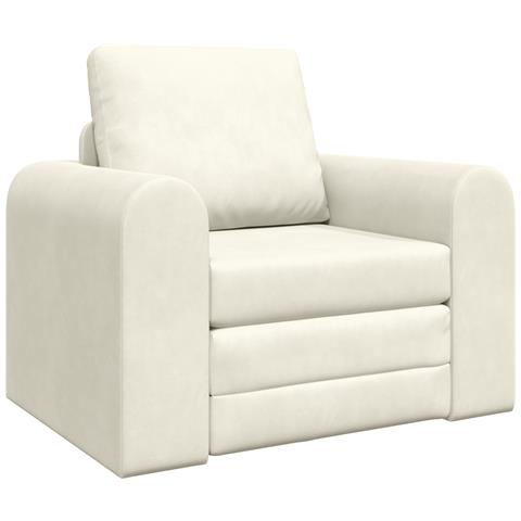 Divano Letto 2-in-1 Panna 98x71x83 cm Velour - Foto 1