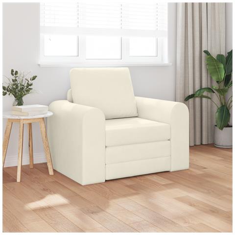 Divano Letto 2-in-1 Panna 98x71x83 cm Velour - Foto 2