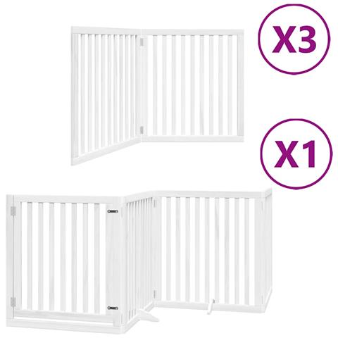 Cancello Cani Porta Pieghevole Bianco 10 Pannelli 800 cm Pioppo - Foto 1