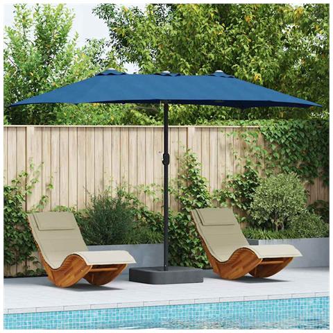 Ombrello da giardino Blu 385 x 209 x 244 cm Tessuto - Foto 2