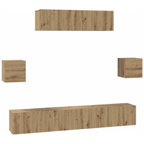 Set mobile TV 7 pcs rovere artigianale 80 x 30 x 30 cm - Foto 1