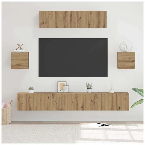 Set mobile TV 7 pcs rovere artigianale 80 x 30 x 30 cm - Foto 2