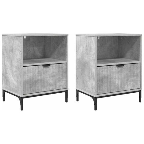 Comodini 2 pcs Grigio cemento 49 x 36 x 61 cm Legno multistrato - Foto 1