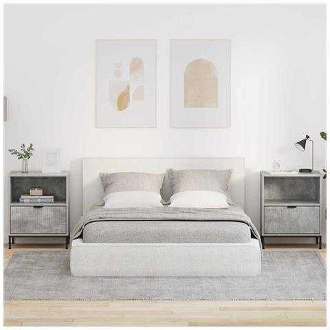 Comodini 2 pcs Grigio cemento 49 x 36 x 61 cm Legno multistrato - Foto 2