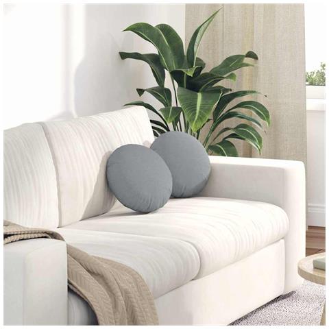 Cuscini per Seduta 2 pcs Grigio chiaro Ø30 x 13 cm Tessuto - Foto 2