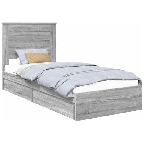 Letto con Contenitore con testiera Grigio Sonoma 90 x 190 cm - Foto 1