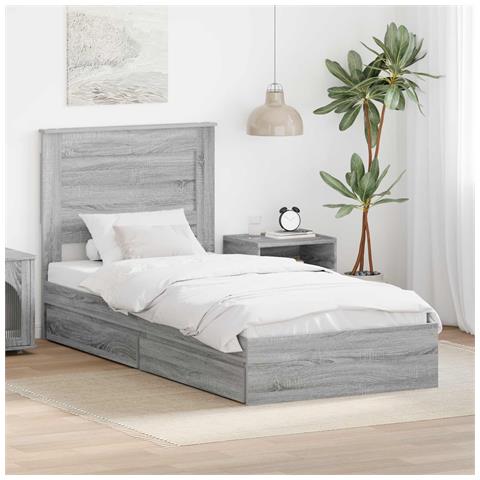 Letto con Contenitore con testiera Grigio Sonoma 90 x 190 cm - Foto 2