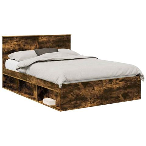 Struttura del letto Rovere fumé 135 x 190 cm Pino massello - Foto 1