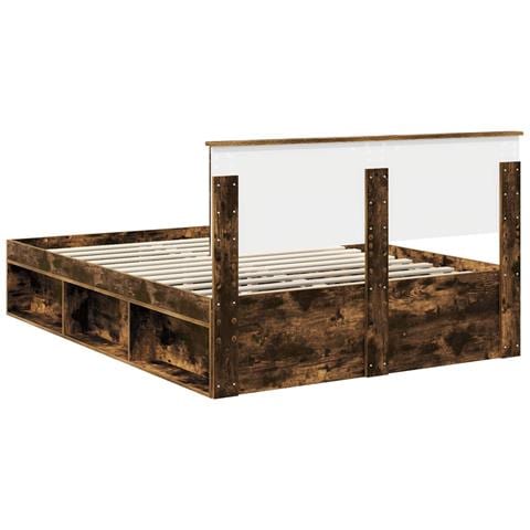 Struttura del letto Rovere fumé 135 x 190 cm Pino massello - Foto 9