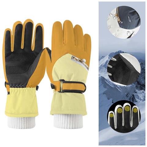 Guanti Da Sci Touchscreen - Guanti Invernali Impermeabili E Isolati Per Ciclismo E Sport Sulla Neve Yellow - Foto 3