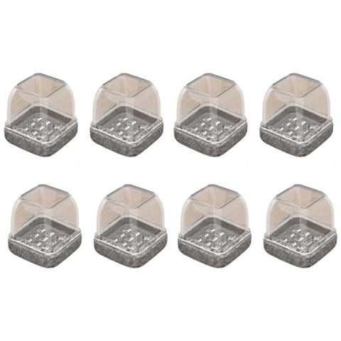 Coprisedie Quadrati Trasparenti Da 1,25 Pollici Con Fondo Grigio - Set Da 8, Protezioni Per Mobili In Tpe - Foto 1