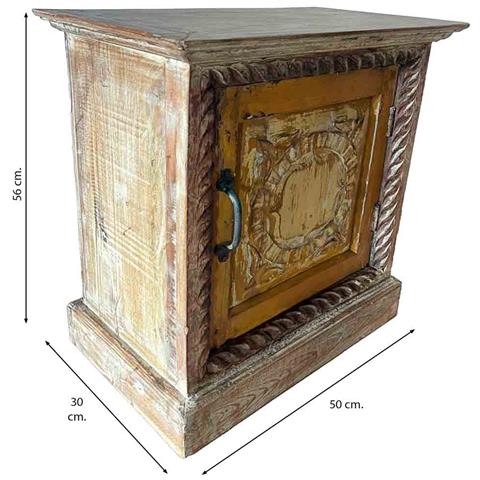 Tavolo In Legno Finitura Artigianale Marrone 50x30x56h Cm - Foto 2