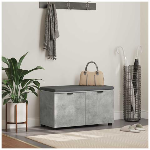 Panca per ingresso con cuscino Grigio Cemento 80 x 38 x 46 cm - Foto 2