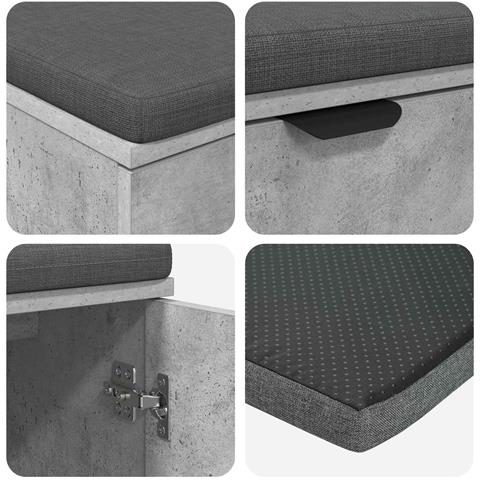Panca per ingresso con cuscino Grigio Cemento 80 x 38 x 46 cm - Foto 9