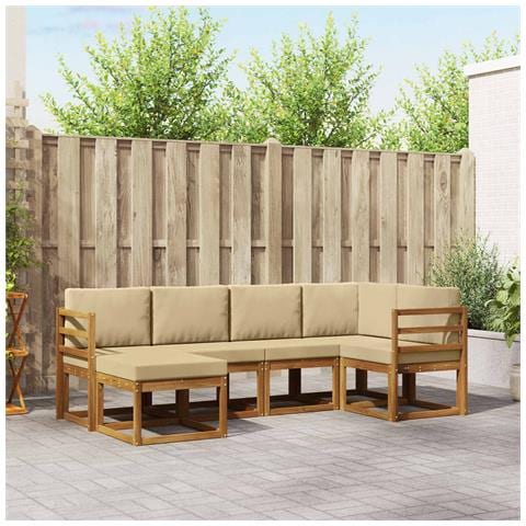 Set di divani con cuscino 6 pcs Naturale e Beige - Foto 2