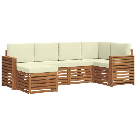 Set divani 6 pcs Naturale e Crema Legno di Acacia Massello - Foto 1