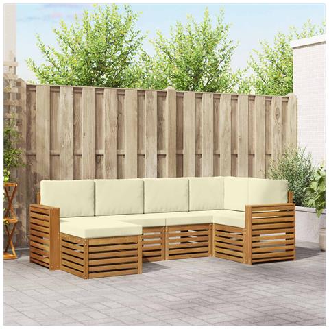 Set divani 6 pcs Naturale e Crema Legno di Acacia Massello - Foto 2