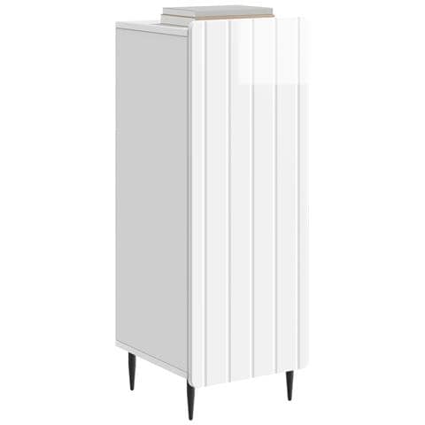 Credenza Bianco Lucido 34,5 x 33 x 92 cm Legno ingegnerizzato - Foto 2