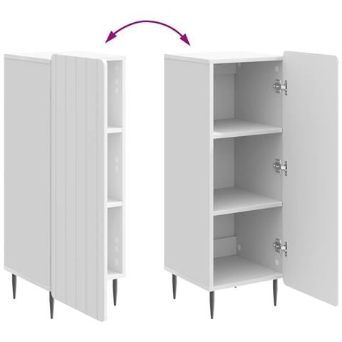 Credenza Bianco Lucido 34,5 x 33 x 92 cm Legno ingegnerizzato - Foto 9