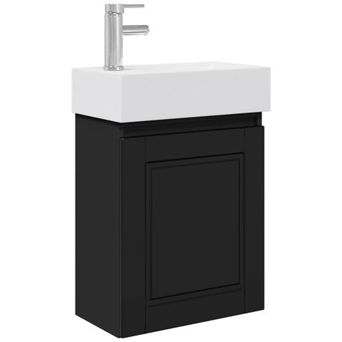 Mobile bagno con rubinetto Nero 45,5 x 22,5 x 84 cm - Foto 1