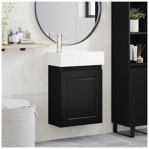 Mobile bagno con rubinetto Nero 45,5 x 22,5 x 84 cm - Foto 2