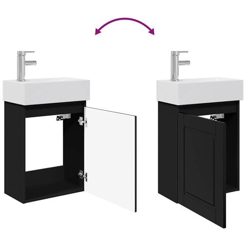 Mobile bagno con rubinetto Nero 45,5 x 22,5 x 84 cm - Foto 9