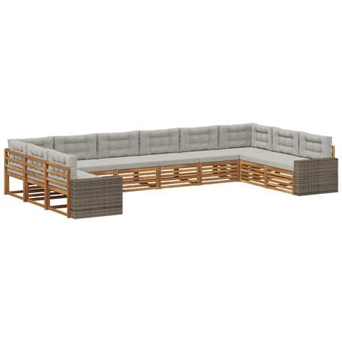 Set divani con cuscino 10 pcs Legno di Acacia Massello - Foto 1