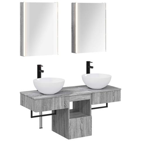 Set di Armadi da Bagno 5 pcs Sonoma grigio 43 x 11,5 x 60,5 cm - Foto 1