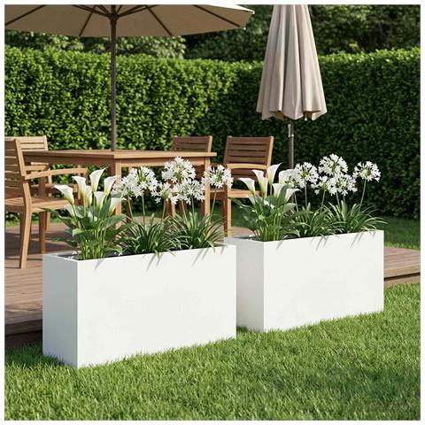 Vaso da giardino 2 pz Bianco 80 x 30 x 50 cm - Foto 2