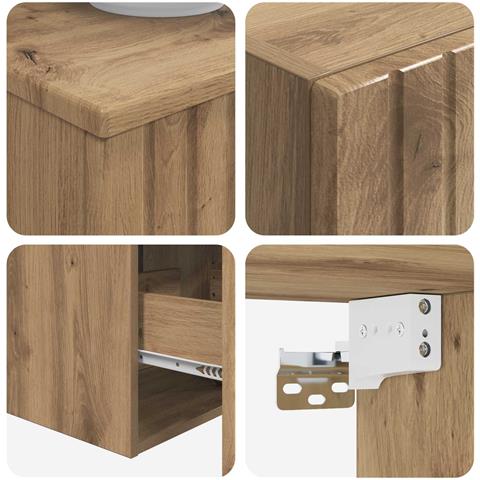 Set di mobili per il bagno 3 pz Rovere Artigianale - Foto 2