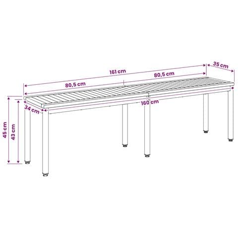 Panchina da giardino 161 x 35 x 45 cm Legno di Acacia Massello - Foto 9