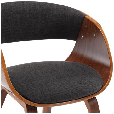 Sedia Da Pranzo Grigia In Legno Piegato E Tessuto - Foto 2