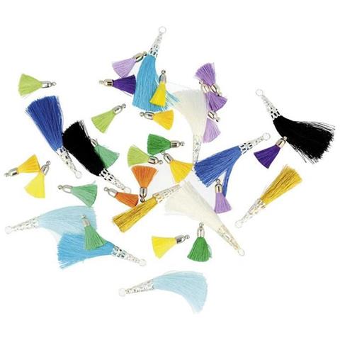 Set De8 pompon Tassels, Tessile, Giallo, 12,5 x 1 x 12,5 cm - Foto 2
